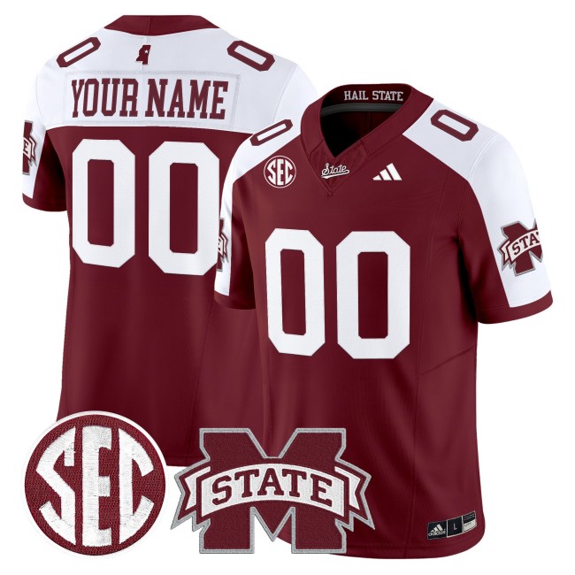 Men's Mississippi State Bulldogs Custom Maroon White F.U.S.E. 2025 Vapor Limited Stitched SEC Football Jersey