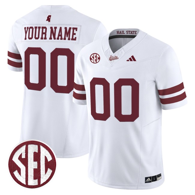 Men's Mississippi State Bulldogs Custom White F.U.S.E. 2025 Vapor Limited Stitched SEC Football Jersey