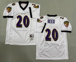 Men's Baltimore Ravens #20 Ed Reed White 2004 Throwbacks Authentics Mitchell & Ness NFL Jersey