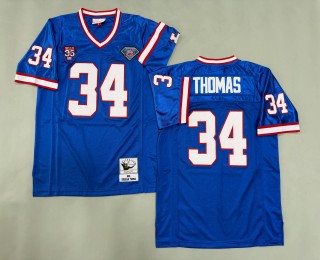 Men's Buffalo Bills #34 Thurman Thomas Royal 1990 Throwbacks Authentics Mitchell & Ness NFL Jersey