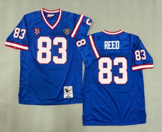 Men's Buffalo Bills #83 Andre Reed Royal 1990 Throwbacks Authentics Mitchell & Ness NFL 75th Jersey - Bills 1960-1994 35th Patch