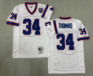 Men's Buffalo Bills #34 Thurman Thomas White 1990 Throwbacks Authentics Mitchell & Ness NFL Jersey
