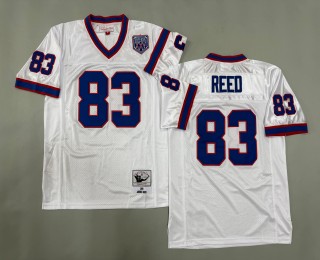 Men's Buffalo Bills #83 Andre Reed White 1990 Throwbacks Authentics Mitchell & Ness NFL Jersey - Super Bowl XXV Patch