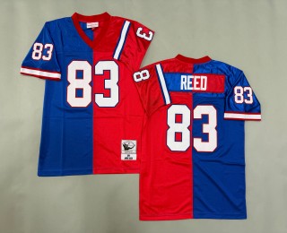 Men's Buffalo Bills #83 Andre Reed 1990 Throwbacks Authentics Mitchell & Ness NFL Jersey Red Royal Split