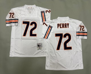 Men's Chicago Bears #72 William Perry White 1985 Throwbacks Authentics Mitchell & Ness NFL Jersey
