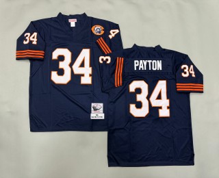 Men's Chicago Bears #34 Walter Payton Navy 1985 Throwbacks Authentics Mitchell & Ness NFL Jersey - With Big Number Bears Patch