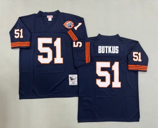 Men's Chicago Bears #51 Dick Butkus Navy 1966 Throwbacks Authentics Mitchell & Ness NFL Jersey - With Big Number Bears Patch