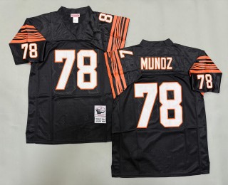 Men's Cincinnati Bengals #78 Anthony Munoz Black Throwbacks Authentics Mitchell & Ness NFL Jersey