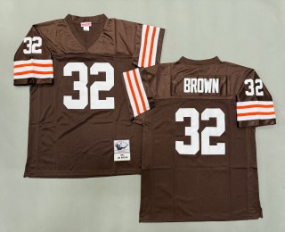 Men's Cleveland Browns #32 Jim Brown Brown 1964 Throwbacks Authentics Mitchell & Ness NFL Jersey