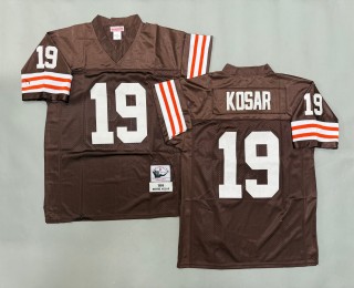Men's Cleveland Browns #19 Bernie Kosar Brown 1986 Throwbacks Authentics Mitchell & Ness NFL Jersey