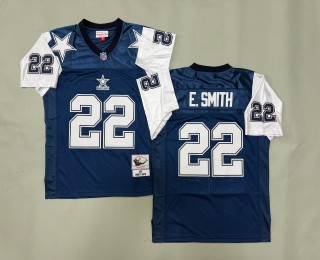 Men's Dallas Cowboys #22 Emmitt Smith Navy Blue 1995 Throwbacks Authentics Mitchell & Ness NFL Jersey
