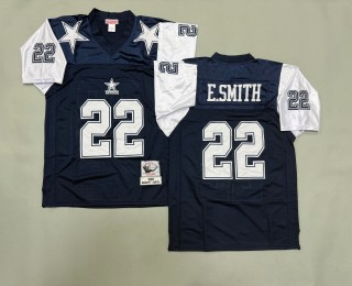 Men's Dallas Cowboys #22 Emmitt Smith Navy White 1995 Throwbacks Authentics Mitchell & Ness NFL Jersey