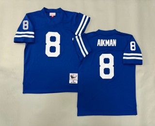 Men's Dallas Cowboys #8 Troy Aikman Royal 1996 Throwbacks Authentics Mitchell & Ness NFL Jersey