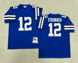 Men's Dallas Cowboys #12 Roger Staubach Royal 1975 Throwbacks Authentics Mitchell & Ness NFL Jersey