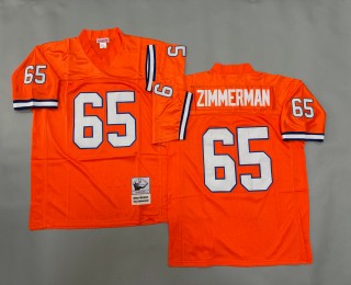 Men's Denver Broncos #65 Gary Zimmerman Orange Throwback Authentic Mitchell & Ness NFL Jersey