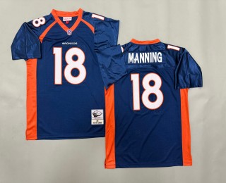 Men's Denver Broncos #18 Peyton Manning Navy 2015 Throwbacks Authentics Mitchell & Ness NFL Jersey