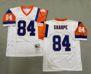 Men's Denver Broncos #84 Shannon Sharpe White 1994 Throwback Authentic Mitchell & Ness NFL Jersey