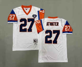 Men's Denver Broncos #27 Steve Atwater White 1998 Throwback Authentic Mitchell & Ness 75th NFL Jersey