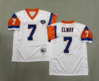 Men's Denver Broncos #7 John Elway White 1994 Throwback Authentic Mitchell & Ness 75th NFL Jersey