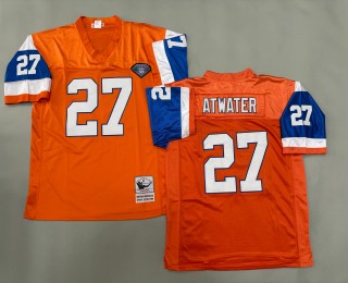 Men's Denver Broncos #27 Steve Atwater Orange Throwback Authentic Mitchell & Ness 75th NFL Jersey