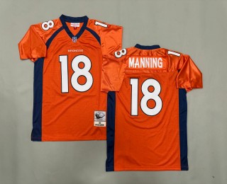 Men's Denver Broncos #18 Peyton Manning Orange 2015 Throwback Authentic Mitchell & Ness NFL Jersey