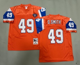 Men's Denver Broncos #49 Dennis Smith Orange 1994 Throwback Authentic Mitchell & Ness 75th NFL Jersey