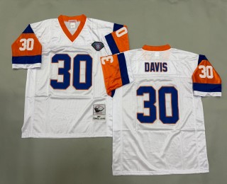 Men's Denver Broncos #30 Terrell Davis White 1997 Throwback Authentic Mitchell & Ness 75th NFL Jersey