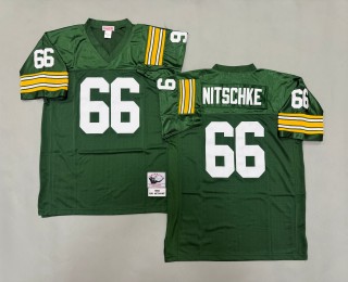 Men's Green Bay Packers #66 Ray Nitschke Green 1969 Throwbacks Authentics Mitchell & Ness NFL Jersey