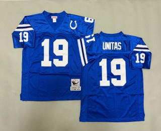 Men's Indianapolis Colts #19 Johnny Unitas Royal Throwbacks Authentics Mitchell & Ness NFL Jersey