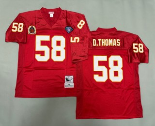 Men's Kansas City Chiefs #58 Derrick Thomas Red 1994 Throwbacks Authentics Mitchell & Ness NFL 75th Jersey - AFL-AFC 35th Patch