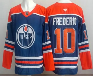 Men's Edmonton Oilers #10 Trent Frederic Blue Authentic Jersey