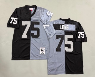 Men's Oakland Raiders #75 Howie Long 1988 Throwbacks Authentics Mitchell & Ness NFL Jersey Grey Black Split