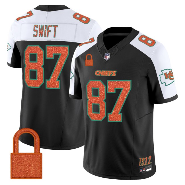 Men's Kansas City Chiefs #87 Taylor Swift Black White 2025 F.U.S.E. 'TS12 The Life of a Showgirl' Vapor Limited Stitched Jersey