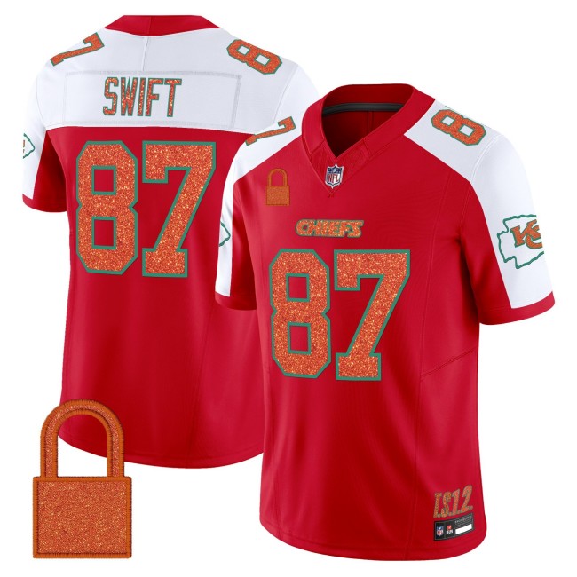 Men's Kansas City Chiefs #87 Taylor Swift Red White 2025 F.U.S.E. 'TS12 The Life of a Showgirl' Vapor Limited Stitched Jersey