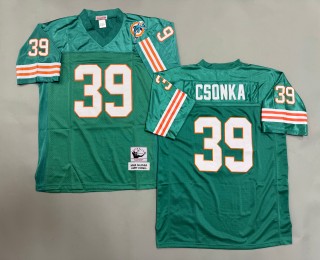 Men's Miami Dolphins #39 Larry Csonka Mitchell & Ness Throwbacks Authentics Aqua Jersey