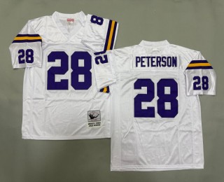 Men's Minnesota Vikings #28 Adrian Peterson Mitchell & Ness Throwbacks Authentics White NFL Jersey