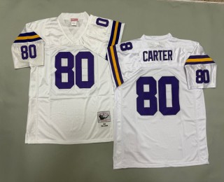 Men's Minnesota Vikings #80 Cris Carter Mitchell & Ness 1995 Throwbacks Authentics White Jersey