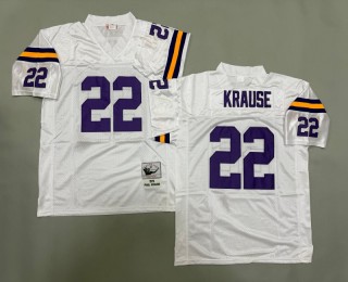 Men's Minnesota Vikings #22 Paul Krause Mitchell & Ness 1975 Throwbacks Authentics White NFL Jersey