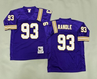 Men's Minnesota Vikings #93 John Randle Mitchell & Ness Throwbacks Authentics Purple NFL Jersey
