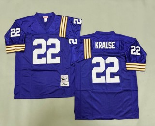 Men's Minnesota Vikings #22 Paul Krause Mitchell & Ness 1975 Throwbacks Authentics Purple NFL Jersey