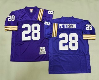 Men's Minnesota Vikings #28 Adrian Peterson Mitchell & Ness Throwbacks Authentics Purple NFL Jersey
