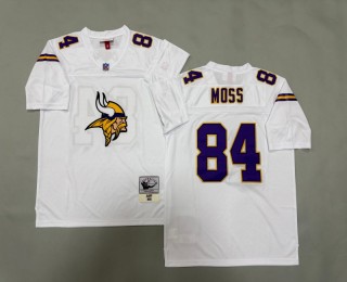 Men's Minnesota Vikings #84 Randy Moss White Throwbacks Authentics Mitchell & Ness NFL Jersey