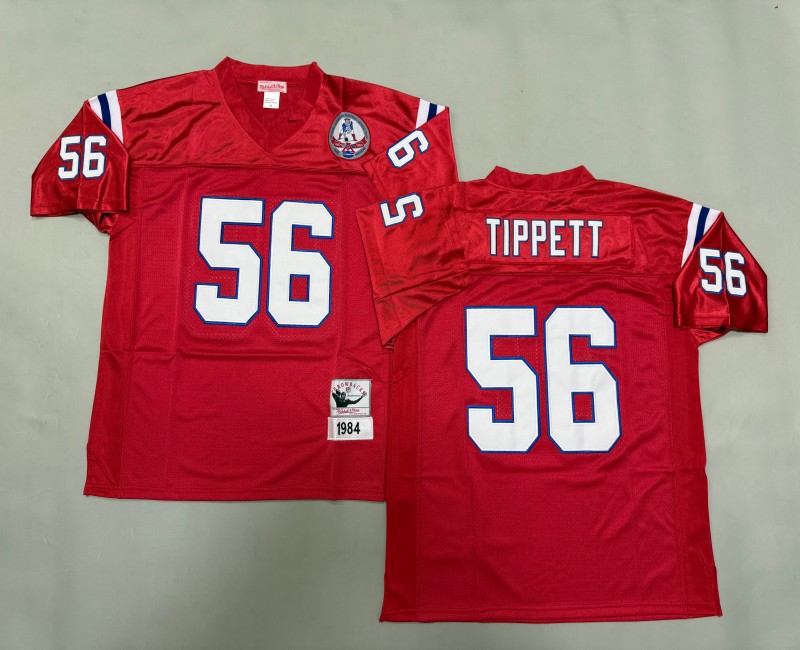 Men's New England Patriots #56 Andre Tippett Mitchell & Ness 1984 Throwbacks Authentics Red With Patch NFL Jersey