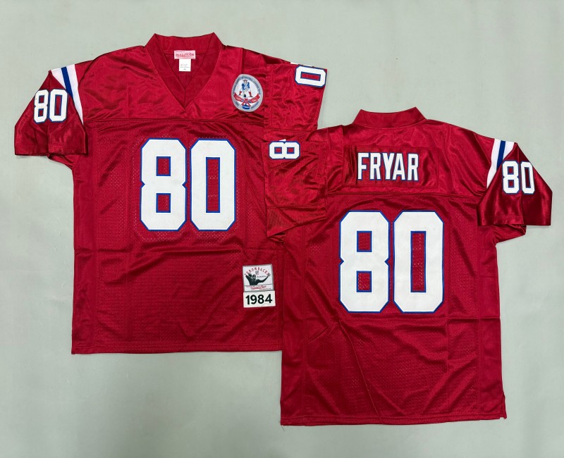 Men's New England Patriots #80 Irving Fryar Mitchell & Ness 1984 Throwbacks Authentics Red With Patch NFL Jersey