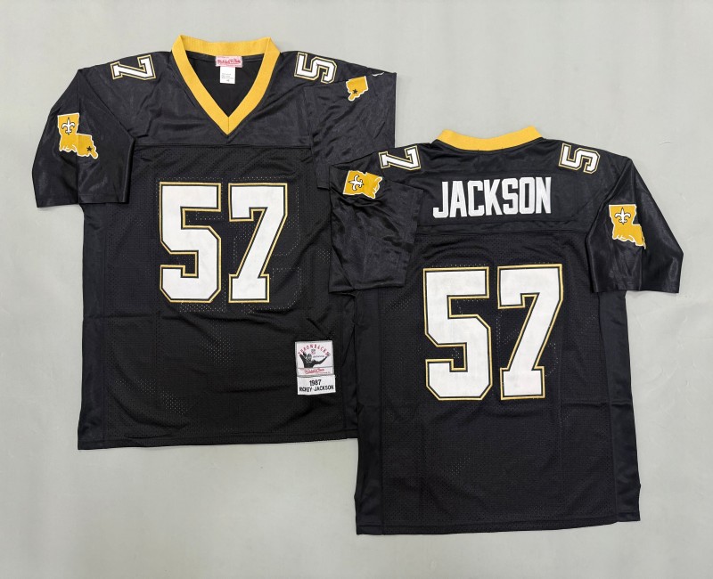 Men's New Orleans Saints #57 Rickey Jackson Mitchell & Ness 1987 Throwbacks Authentics Black NFL Jersey