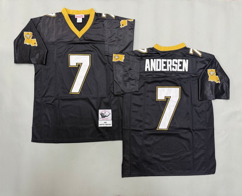 Men's New Orleans Saints #7 Morten Andersen Mitchell & Ness 1991 Throwbacks Authentics Black NFL Jersey