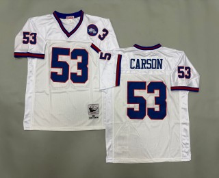 Men's New York Giants #53 Harry Carson Mitchell & Ness 1986 Throwbacks Authentics White Spider 43 Patch NFL Jersey