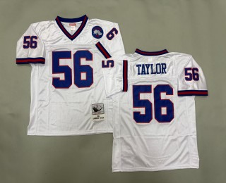 Men's New York Giants #56 Lawrence Taylor Mitchell & Ness 1990 Throwbacks Authentics White 43 Spider Patch NFL Jersey