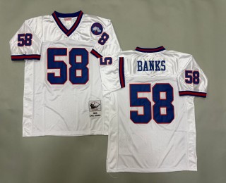 Men's New York Giants #58 Carl Banks Mitchell & Ness 1986 Throwbacks Authentics White 43 Spider Patch NFL Jersey