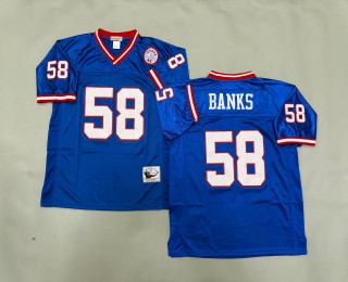 Men's New York Giants #58 Carl Banks Mitchell & Ness Throwbacks Authentics Royal 43 Spider Patch NFL Jersey